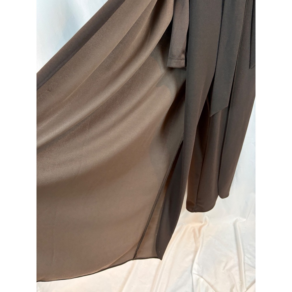 Shelby & Palmer Brown Surplice Wide Leg Sleeveless Belted Jumpsuit Size 10 - Picture 12 of 13